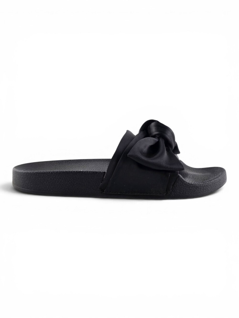 Steve Madden Women's Satin Large Bow Slip On Slide Sandals Black 8